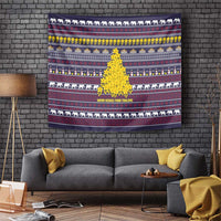 Thailand Christmas Tapestry with Yellow Flower Tree Garuda Emblem and Elephant Holiday - Wonder Print Shop