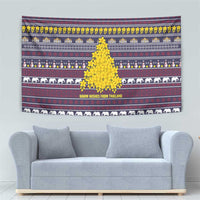 Thailand Christmas Tapestry with Yellow Flower Tree Garuda Emblem and Elephant Holiday - Wonder Print Shop