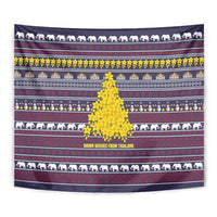 Thailand Christmas Tapestry with Yellow Flower Tree Garuda Emblem and Elephant Holiday - Wonder Print Shop