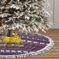Thailand Christmas Tree Skirt with Yellow Flower Tree Garuda Emblem and Elephant Holiday - Wonder Print Shop