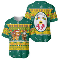 Togo Christmas Baseball Jersey with Santa Lion Drummer Gingerbread and National Emblem - Wonder Print Shop