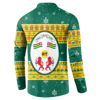 Togo Christmas Button Sweatshirt with Santa Lion Drummer Gingerbread and National Emblem - Wonder Print Shop