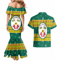 Togo Christmas Couples Matching Mermaid Dress and Hawaiian Shirt with Santa Lion Drummer Gingerbread and National Emblem - Wonder Print Shop