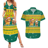 Togo Christmas Couples Matching Summer Maxi Dress and Hawaiian Shirt with Santa Lion Drummer Gingerbread and National Emblem - Wonder Print Shop
