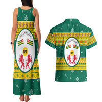 Togo Christmas Couples Matching Tank Maxi Dress and Hawaiian Shirt with Santa Lion Drummer Gingerbread and National Emblem - Wonder Print Shop