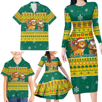 Togo Christmas Family Matching Long Sleeve Bodycon Dress and Hawaiian Shirt with Santa Lion Drummer Gingerbread and National Emblem - Wonder Print Shop