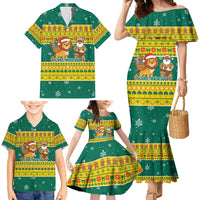 Togo Christmas Family Matching Mermaid Dress and Hawaiian Shirt with Santa Lion Drummer Gingerbread and National Emblem - Wonder Print Shop