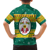 Togo Christmas Family Matching Off The Shoulder Long Sleeve Dress and Hawaiian Shirt with Santa Lion Drummer Gingerbread and National Emblem - Wonder Print Shop