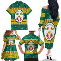 Togo Christmas Family Matching Off The Shoulder Long Sleeve Dress and Hawaiian Shirt with Santa Lion Drummer Gingerbread and National Emblem - Wonder Print Shop