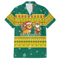 Togo Christmas Family Matching Off Shoulder Short Dress and Hawaiian Shirt with Santa Lion Drummer Gingerbread and National Emblem - Wonder Print Shop