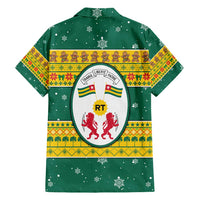 Togo Christmas Family Matching Off Shoulder Short Dress and Hawaiian Shirt with Santa Lion Drummer Gingerbread and National Emblem - Wonder Print Shop