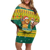 Togo Christmas Family Matching Off Shoulder Short Dress and Hawaiian Shirt with Santa Lion Drummer Gingerbread and National Emblem - Wonder Print Shop