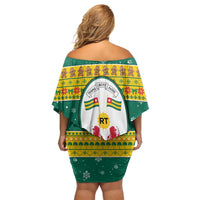 Togo Christmas Family Matching Off Shoulder Short Dress and Hawaiian Shirt with Santa Lion Drummer Gingerbread and National Emblem - Wonder Print Shop