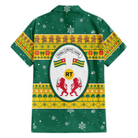 Togo Christmas Family Matching Short Sleeve Bodycon Dress and Hawaiian Shirt with Santa Lion Drummer Gingerbread and National Emblem - undefined