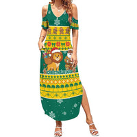 Togo Christmas Family Matching Summer Maxi Dress and Hawaiian Shirt with Santa Lion Drummer Gingerbread and National Emblem - Wonder Print Shop