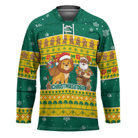 Togo Christmas Hockey Jersey with Santa Lion Drummer Gingerbread and National Emblem - Wonder Print Shop