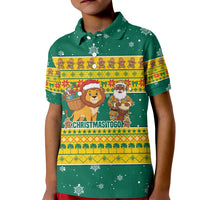 Togo Christmas Kid Polo Shirt with Santa Lion Drummer Gingerbread and National Emblem - Wonder Print Shop