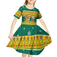 Togo Christmas Kid Short Sleeve Dress with Santa Lion Drummer Gingerbread and National Emblem - Wonder Print Shop