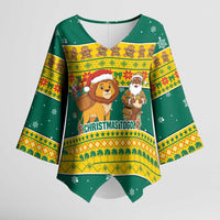 Togo Christmas Kimono Sleeve Blouse with Santa Lion Drummer Gingerbread and National Emblem - Wonder Print Shop