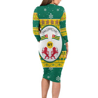 Togo Christmas Long Sleeve Bodycon Dress with Santa Lion Drummer Gingerbread and National Emblem - Wonder Print Shop