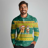 Togo Christmas Long Sleeve Polo Shirt with Santa Lion Drummer Gingerbread and National Emblem - Wonder Print Shop