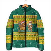 Togo Christmas Padded Jacket with Santa Lion Drummer Gingerbread and National Emblem - Wonder Print Shop