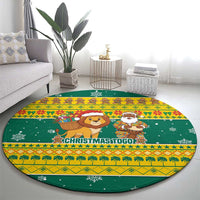 Togo Christmas Round Carpet with Santa Lion Drummer Gingerbread and National Emblem - Wonder Print Shop