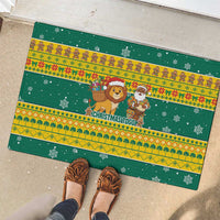 Togo Christmas Rubber Doormat with Santa Lion Drummer Gingerbread and National Emblem - Wonder Print Shop