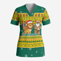 Togo Christmas Scrub Top with Santa Lion Drummer Gingerbread and National Emblem - Wonder Print Shop