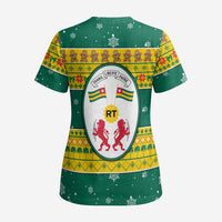 Togo Christmas Scrub Top with Santa Lion Drummer Gingerbread and National Emblem - Wonder Print Shop