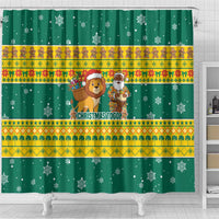 Togo Christmas Shower Curtain with Santa Lion Drummer Gingerbread and National Emblem - Wonder Print Shop