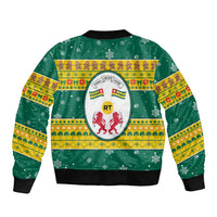 Togo Christmas Sleeve Zip Bomber Jacket with Santa Lion Drummer Gingerbread and National Emblem - Wonder Print Shop