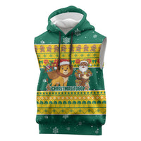 Togo Christmas Sleeveless Hoodie with Santa Lion Drummer Gingerbread and National Emblem - Wonder Print Shop