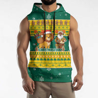 Togo Christmas Sleeveless Hoodie with Santa Lion Drummer Gingerbread and National Emblem - Wonder Print Shop