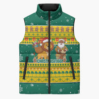 Togo Christmas Sleeveless Puffer Jacket with Santa Lion Drummer Gingerbread and National Emblem - Wonder Print Shop