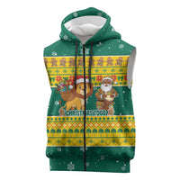 Togo Christmas Sleeveless Zip Hoodie with Santa Lion Drummer Gingerbread and National Emblem - Wonder Print Shop