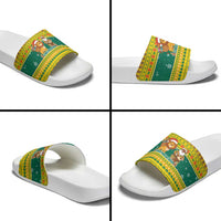 Togo Christmas Slide Sandals with Santa Lion Drummer Gingerbread and National Emblem - Wonder Print Shop