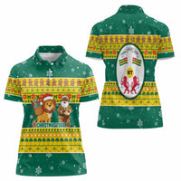 Togo Christmas Women Polo Shirt with Santa Lion Drummer Gingerbread and National Emblem - Wonder Print Shop