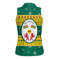 Togo Christmas Women Sleeveless Polo Shirt with Santa Lion Drummer Gingerbread and National Emblem - Wonder Print Shop