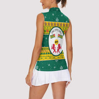 Togo Christmas Women Sleeveless Polo Shirt with Santa Lion Drummer Gingerbread and National Emblem - Wonder Print Shop