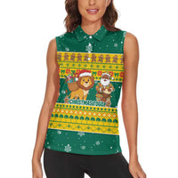 Togo Christmas Women Sleeveless Polo Shirt with Santa Lion Drummer Gingerbread and National Emblem - Wonder Print Shop