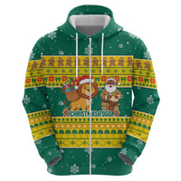 Togo Christmas Zip Hoodie with Santa Lion Drummer Gingerbread and National Emblem - Wonder Print Shop