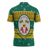Togo Christmas Zipper Polo Shirt with Santa Lion Drummer Gingerbread and National Emblem - Wonder Print Shop