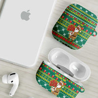 Togo Christmas AirPods Case with Santa Poinsettia Flower Tree Gifts and African Print Pattern - Wonder Print Shop