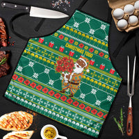 Togo Christmas Apron with Santa Poinsettia Flower Tree Gifts and African Print Pattern - Wonder Print Shop