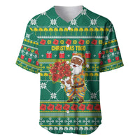 Togo Christmas Baseball Jersey with Santa Poinsettia Flower Tree Gifts and African Print Pattern - Wonder Print Shop