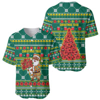 Togo Christmas Baseball Jersey with Santa Poinsettia Flower Tree Gifts and African Print Pattern - Wonder Print Shop