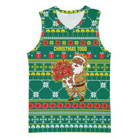 Togo Christmas Basketball Jersey with Santa Poinsettia Flower Tree Gifts and African Print Pattern - Wonder Print Shop
