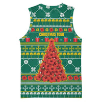 Togo Christmas Basketball Jersey with Santa Poinsettia Flower Tree Gifts and African Print Pattern - Wonder Print Shop