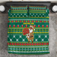 Togo Christmas Bedding Set with Santa Poinsettia Flower Tree Gifts and African Print Pattern - Wonder Print Shop